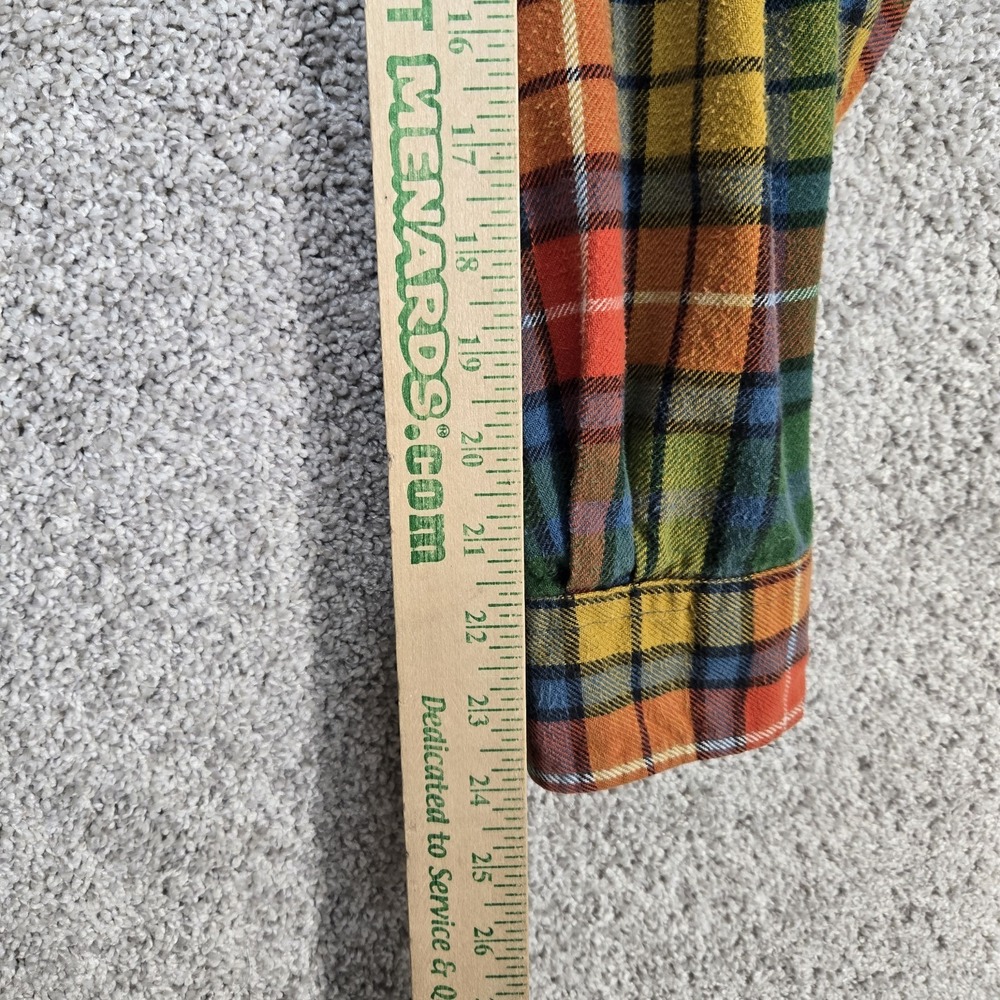 Vintage J.Crew Oarsman Flannel Shirt Mens Large Colorful Plaid madras *FLAW* - Picture 6 of 9
